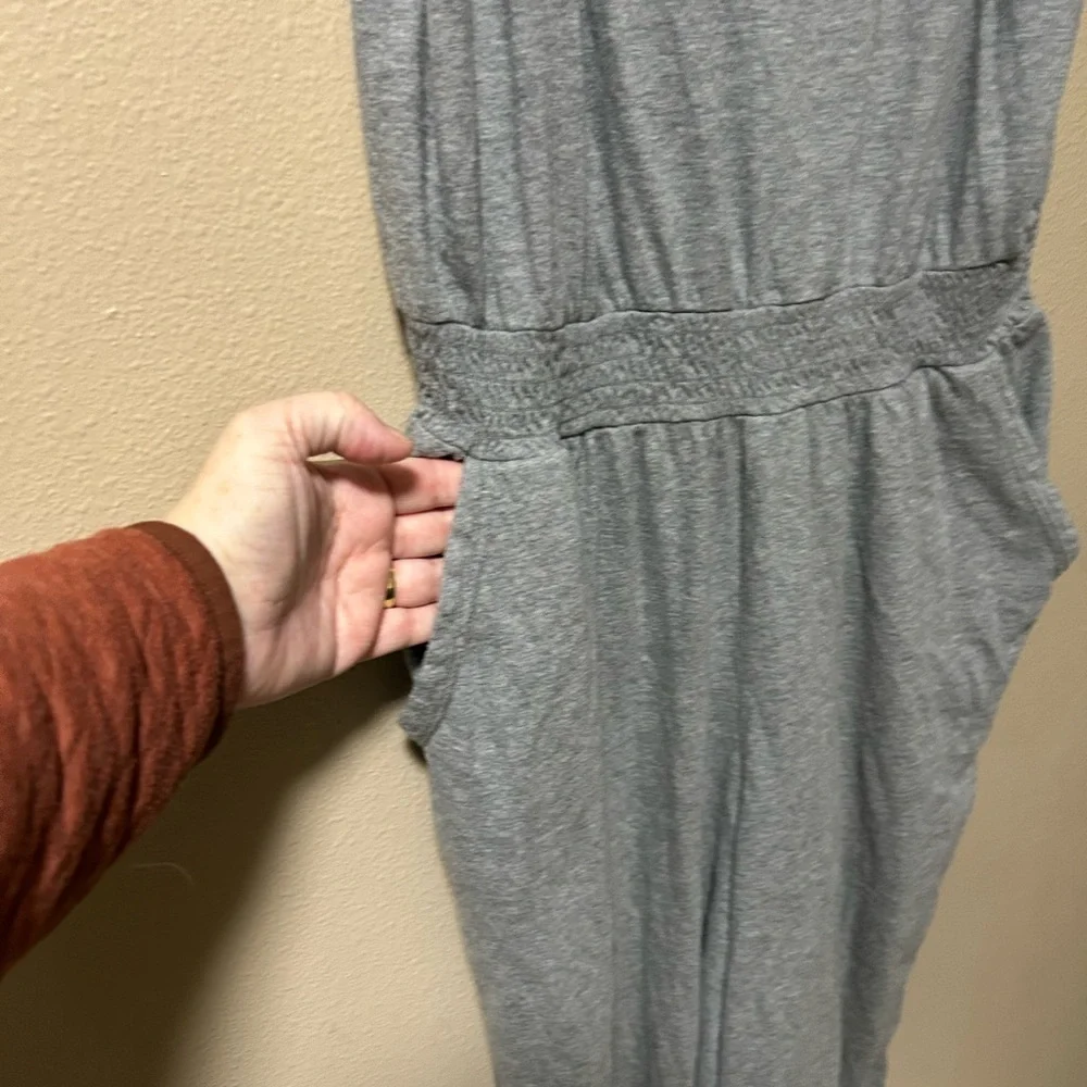 Aerie Grey Sleeveless Casual Athleisure Jumpsuit Large Cotton Lounge Comfy - Picture 4 of 7